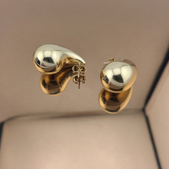 Elegant 18K Gold Filled Teardrop Earrings | Bold Statement Studs - Picture 2 of 4
